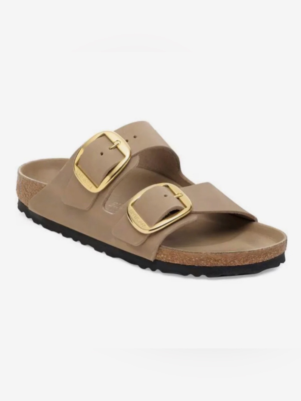 Birkenstock Arizona Soft Footbed Sandals in Taupe with Gold Buckles - Picture 2 of 10